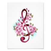 Impression Photo Musical treble clef notes with sakura flowers (Devant)