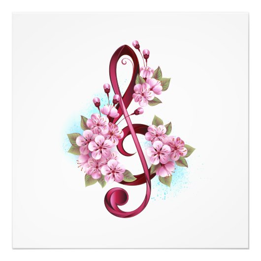 Impression Photo Musical treble clef notes with sakura flowers (Devant)