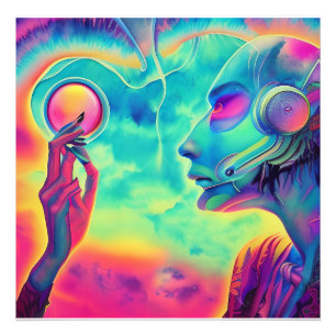 Impression Photo Musique d'onde, paysage surréaliste des années 80