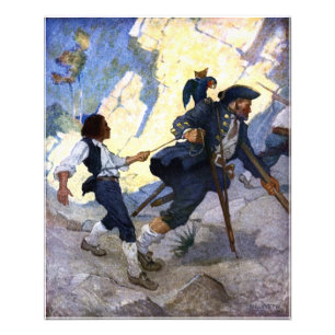 Impression Photo N. C. Wyeth Long John Silver et son affiche de per