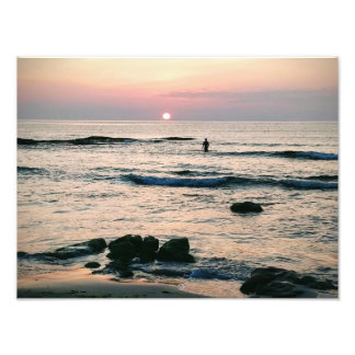 Impression Photo Nageur au coucher du soleil