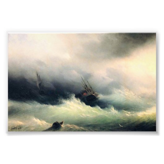 Impression Photo Navires dans une tempête, Ivan Constantinovich Aiv (Devant)