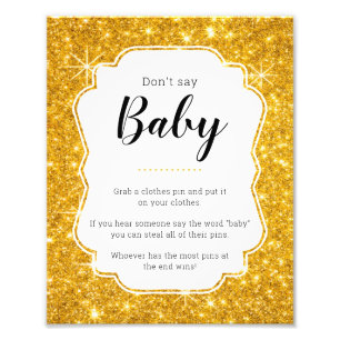 Impression Photo Ne pas dire Baby Gold Baby shower Jeu Signe