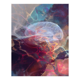 Impression Photo Nébuleuse cérébrale iridescente Art de la lueur ne