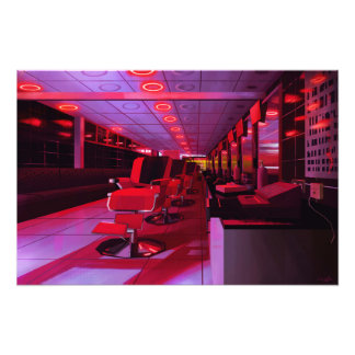 Impression Photo Neon barbershop digital painting print
