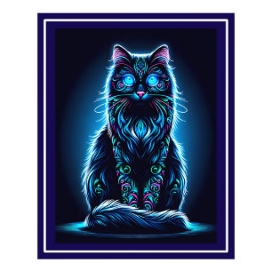 Impression Photo Neon Cat Vivid Arrière - plan-97948