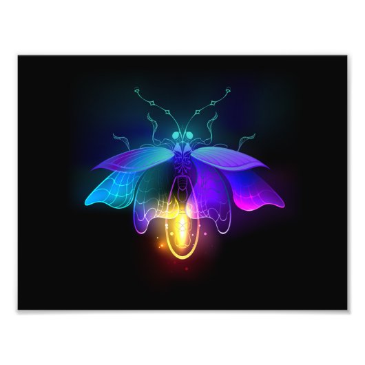 Impression Photo Neon Firefly sur noir (Devant)