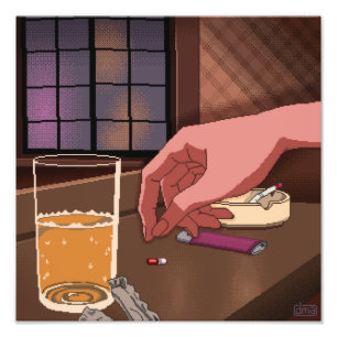 Impression photo Neon Genesis Evangelion Pixel Art