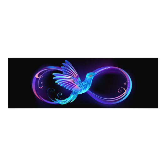 Impression Photo Neon Infinity Symbol with Glowing Hummingbird (Devant)