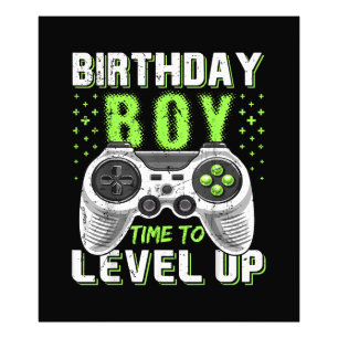 Impression Photo Niveau Up Anniversaire Jeu vidéo pour garçon
