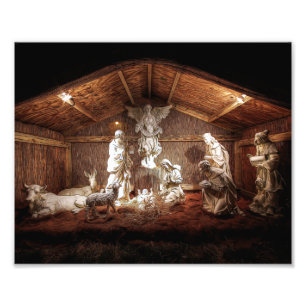 Impression Photo Noël Avent Jésus Nativité Manger Scène