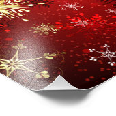 Impression Photo Noël Golden Snowflakes sur Arrière - plan rouge (Coin)