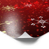 Impression Photo Noël Golden Snowflakes sur Arrière - plan rouge (Coin)