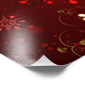 Impression Photo Noël Golden Snowflakes sur Arrière - plan rouge (Coin)