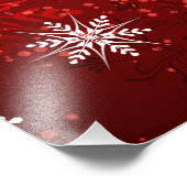 Impression Photo Noël Golden Snowflakes sur Arrière - plan rouge (Coin)