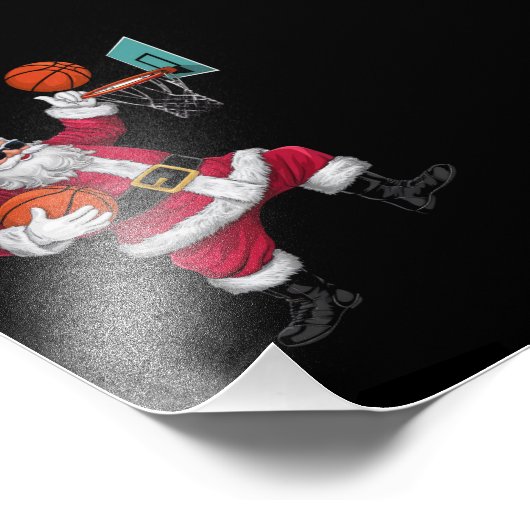 Impression Photo Noël Père Noël Dunking Un Basket-ball Noël (Coin)