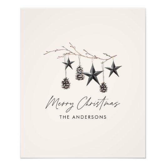 Impression Photo Noir moderne scandi élégant script Noël (Devant)