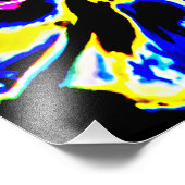 Impression Photo Noir, Rouge, Jaune, Design de fleurs d'espace bleu (Coin)