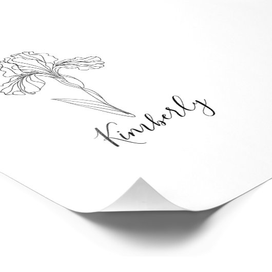 Impression Photo Nom personnalisé Février iris Fleur de naissance (Coin)