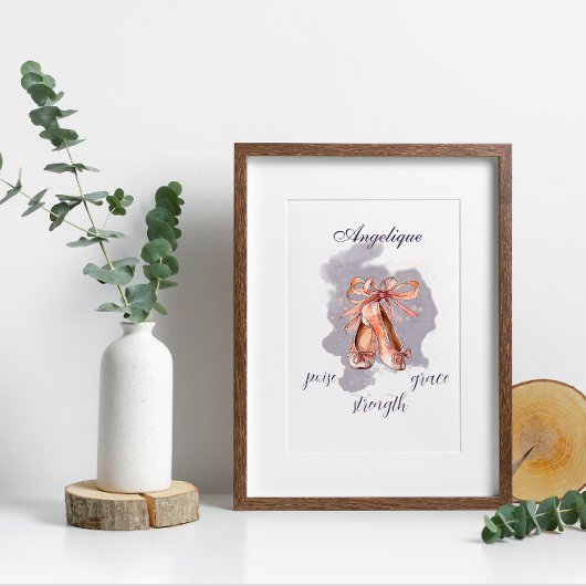 Impression Photo Nom personnalisé Texte Ballet Pointe Chaussures Ba