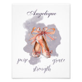 Impression Photo Nom personnalisé Texte Ballet Pointe Chaussures Ba (Devant)