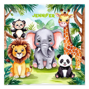 Impression Photo Noms personnalisés d'animaux de la jungle de safar
