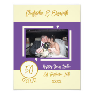 Impression Photo Noms personnalisés violet pour anniversaire d'or