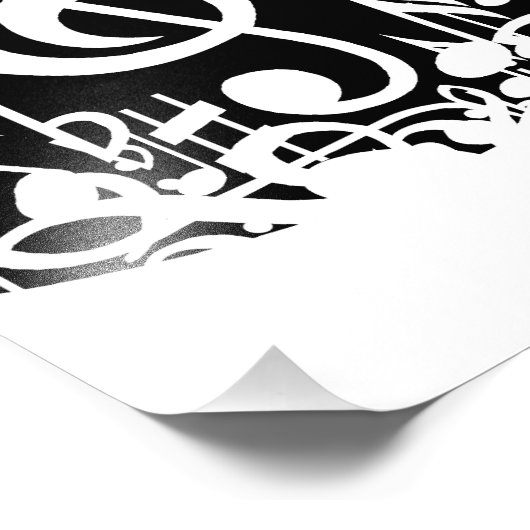 Impression Photo Notes musicales blanches sur le noir (Coin)