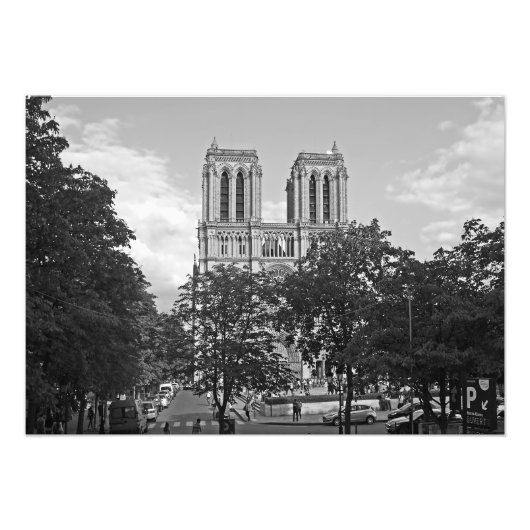 Impression Photo Notre Dame de Paris dans l'environnement des arbre (Devant)