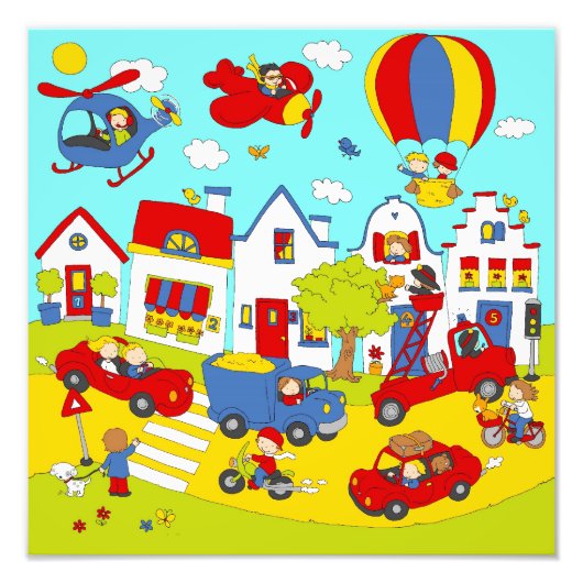 Impression Photo Notre rue animée (Devant)