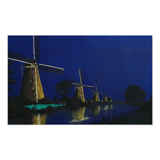 Impression Photo Nuit à Kinderdijk (Devant)