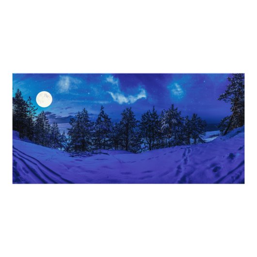 Impression Photo Nuit étoilée avec pleine lune en forêt (Devant)