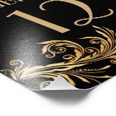 Impression Photo Numéro de table de mariage chic noir et or (Coin)