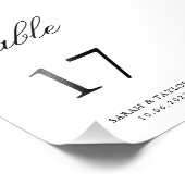 Impression Photo Numéro de table de mariage traditionnel noir et bl (Coin)