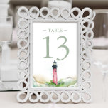 Impression Photo Numéro de tableau Watercolor Beach Wedding 4x6<br><div class="desc">Incorporez des idées de numéro de table de mariages élégantes et économiques dans votre décor de mariage de plage avec nos excellents numéros de table 4x6. Ces pièces magnifiquement ouvragées comprennent un rivage couleur de l'eau et le pittoresque phare Jupiter, apportant une touche d'élégance côtière à votre journée spéciale. Adaptez-les...</div>