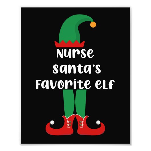 Impression Photo Nurse Santa's Favorite Elf Funny Nurse Christmas (Devant)