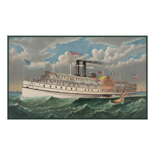 Impression Photo NY Voyage Grand Paddlewheel Bateau à vapeur Le Pèl