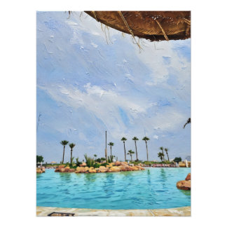 Impression Photo Oasis Tropicale Avec Palmiers Et Bleu Vibrant