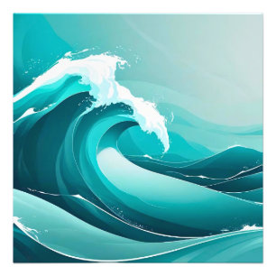 Impression Photo Ocean Pulse - Stylisé Wave Art dans Blue Tones Can