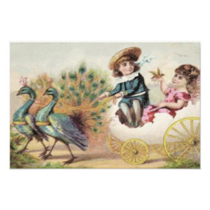 Impression Photo Œuf de Pâques en autruche pour enfants victoriens