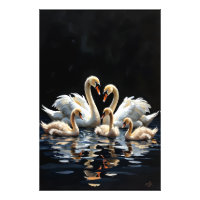 Œuvre d'art de la famille de cygnes sur le lac noi