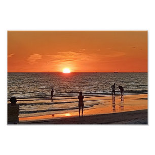 Impression Photo Œuvre d'art murale de plage au coucher du soleil D