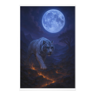 Impression Photo Œuvre d'art murale Premium Volcanique Tigre Blanc 