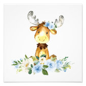 Impression Photo Oie, Animaux Boisés, Boho, Fleurs Bleues (Devant)