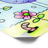 Impression Photo Oiseau Et Fleurs Bleus Whimsical (Coin)