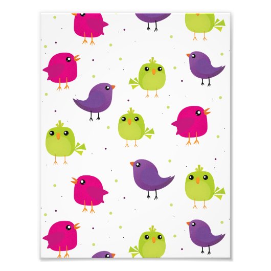 Impression Photo Oiseaux colorés mignons (Devant)