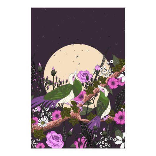 Impression Photo Oiseaux dans les fleurs (Devant)