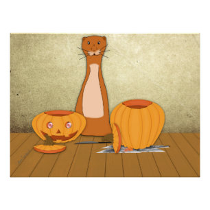 Impression Photo Oliver La Loutre Sculpte Une Citrouille