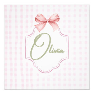 Impression Photo Olivia Nœud Rose Personnalisé & Imprimé Vichy Rose
