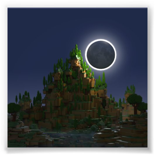 Impression Photo Ombre de la lune basse Poly Voxel Art (Devant)